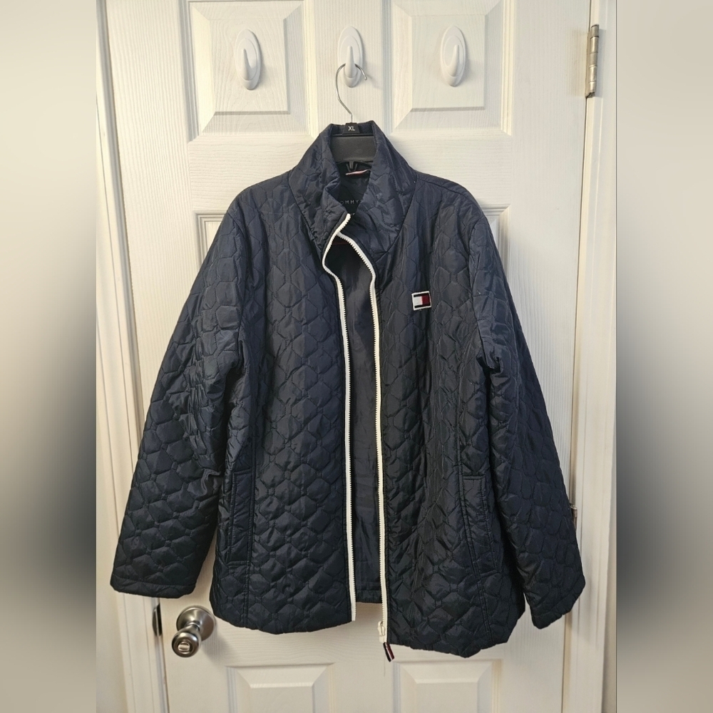 Tommy Hilfiger Red White and Blue Quilted Puffer Coat Jacket